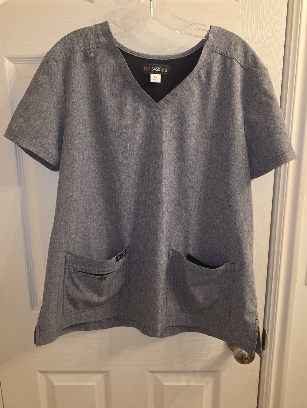 koi Basics Gray V-neck Scrub Top